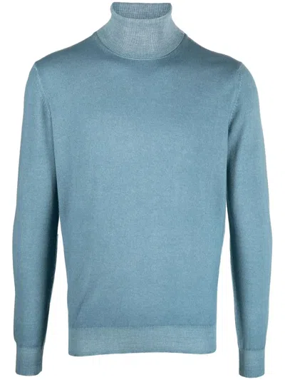 Dell'oglio Roll-neck Rib-trimmed Jumper In Blue