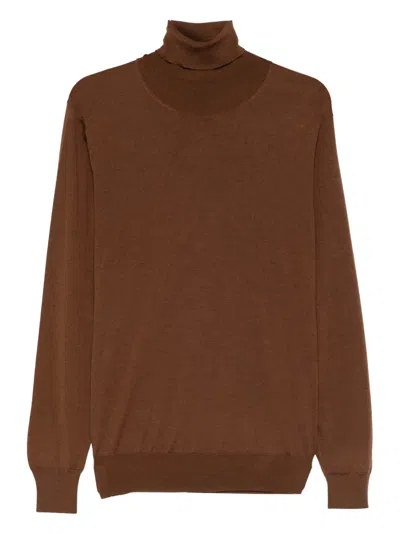 Dell'oglio Roll-neck Sweater In Brown