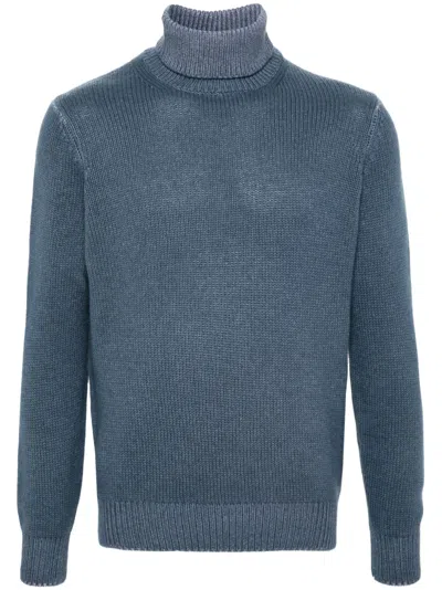 Dell'oglio Roll-neck Wool Blend Jumper In Blue