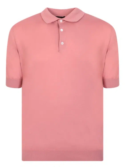 Dell'oglio Salmon Cotton Polo Shirt In Pink