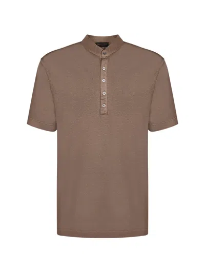 Dell'oglio Serafino Linen Mandarin-collar Polo Shirt In Multi