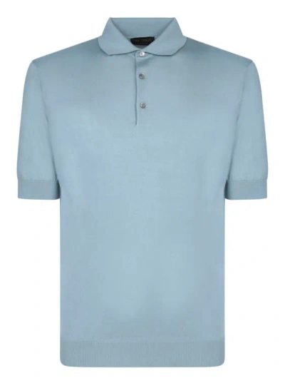 Dell'oglio Short Sleeve Cotton Polo In Blue