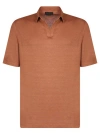 DELL'OGLIO SHORT SLEEVE POLO IN LINEN JERSEY