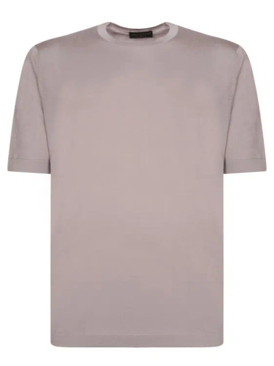 Dell'oglio Short Sleeves. Ultra-soft Cotton Fabric. Round Neckline. In Grey