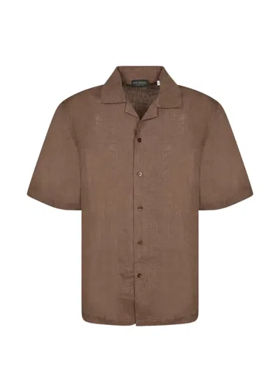 Dell'oglio Short-sleeve Button-up Shirt In Brown