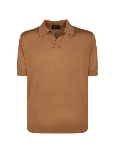 Dell'oglio 파인 니트 반소매 티셔츠 In Brown