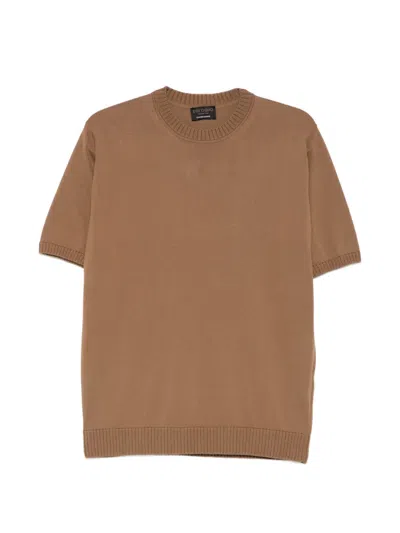 Dell'oglio Short-sleeve Knitted T-shirt In Brown