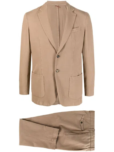 Dell'oglio Single-breasted Cotton-linen Suit In Neutrals