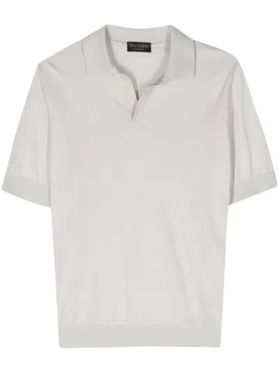 Dell'oglio Split-neck Cotton Polo Shirt In Grey