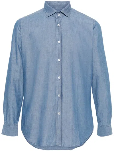 Dell'oglio Spread-collar Cotton Shirt In Blue