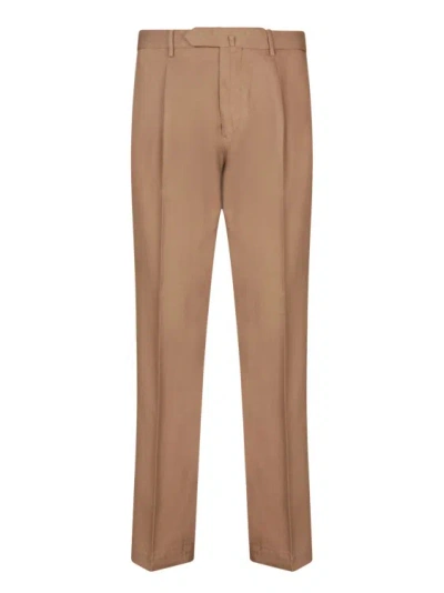 Dell'oglio Straight-leg Trousers In Crepe Fabric In Brown