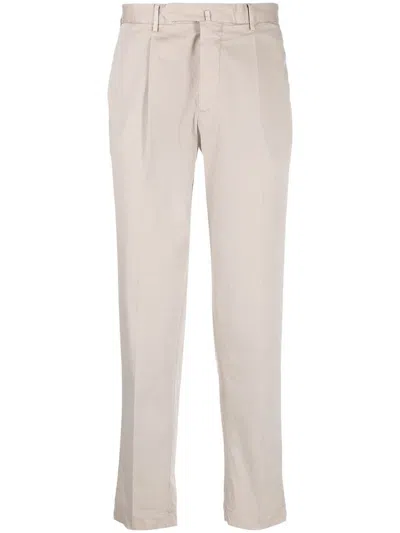 Dell'oglio Stretch-cotton Tapered Trousers In Neutrals