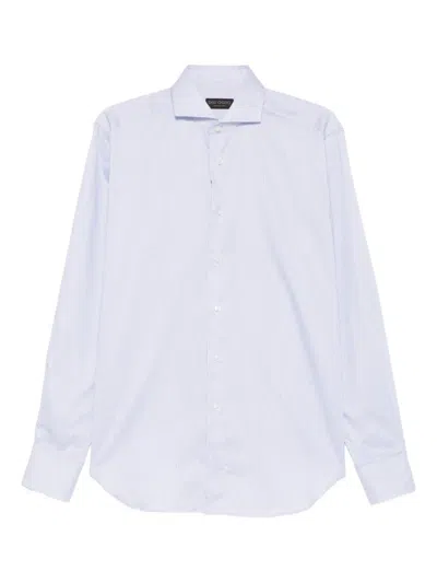 Dell'oglio Striped Button Shirt In Blue