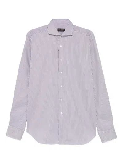 Dell'oglio Striped Button Shirt In Gray