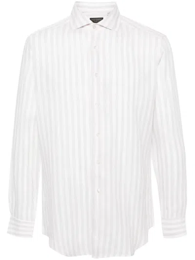 Dell'oglio Striped Linen Shirt In Neutrals