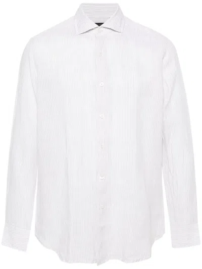 Dell'oglio Striped Linen Shirt In Neutrals