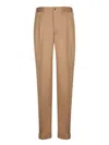 Dell'oglio Tailored Beige Trousers With Streamlined Silhouette In Brown