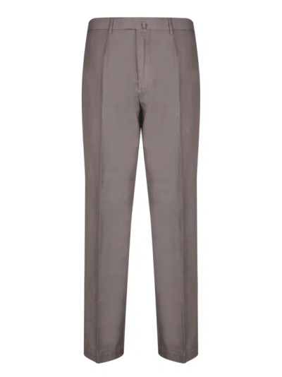 Dell'oglio Tailored Fit Crepe Trousers In Brown