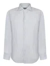 Dell'oglio Tailored Grey Linen Shirt In White