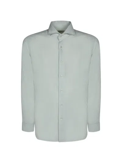 Dell'oglio Vertical-stripe Spread-collar Shirt In Gray