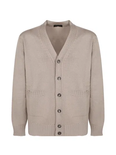Dell'oglio V-neck Buttoned Cardigan In Neutral