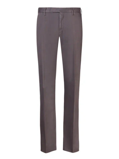 Dell'oglio Wool Hopsack Fabric Tailored Cut Trousers In Grey
