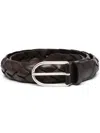 Dell'oglio Woven Leather Belt In Brown