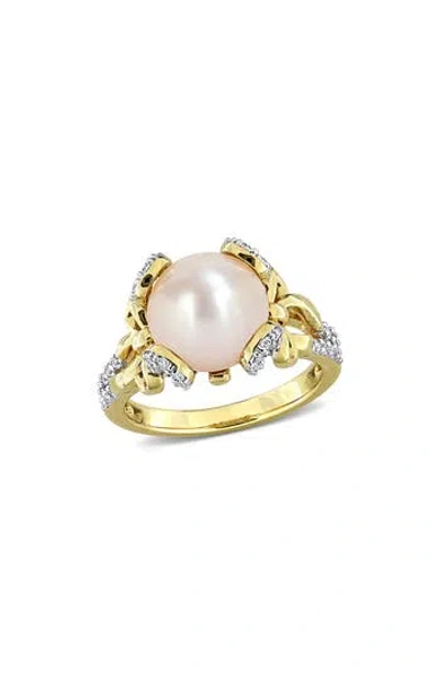 Delmar 10-10.5mm Cultured Freshwater Pearl & White Topaz Ring