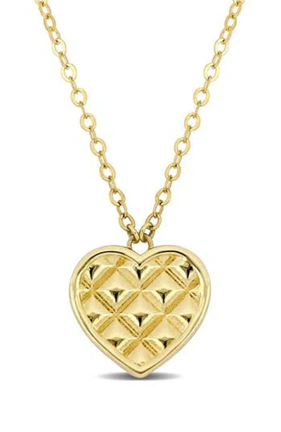 Delmar 10k Yellow Gold Textured Heart Pendant Necklace