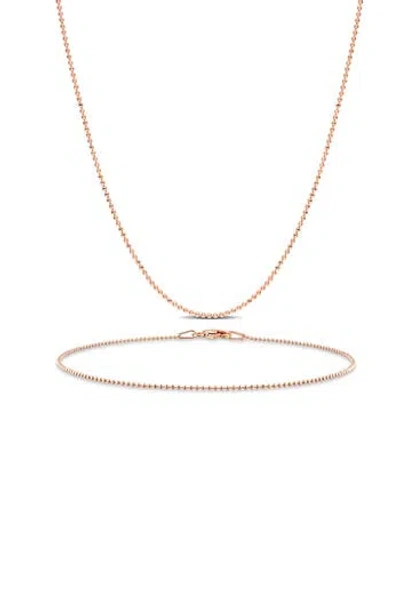 Delmar 1mm Ball Chain Necklace & Anklet Set In Yellow