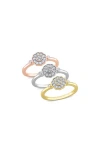 Delmar 3-piece Assorted Diamond Flower Rings In Multi