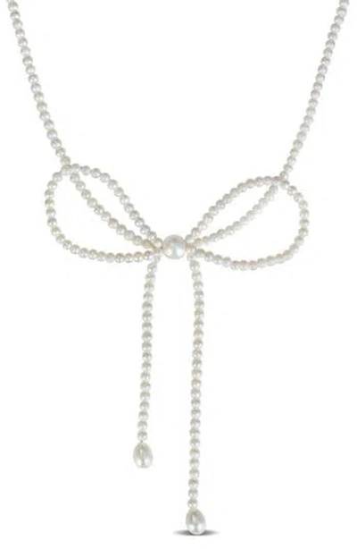 Delmar 3.5-9.5mm Cultured Freshwater Pearl Bow Necklace In White
