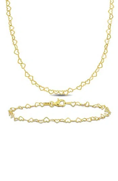 Delmar 3mm Heart Link Chain Necklace In Gold