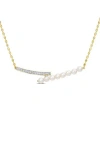 Delmar 4-4.5mm Cultured Freshwater Pearl Bypass Bar Necklace In Gold/white