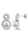 Delmar 4-8.5mm Cultured Freshwater Pearl & White Topaz Stud Earrings In Silver