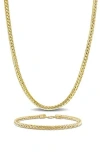 Delmar 4.2mm Foxtail Chain Necklace & Bracelet Set In Gold