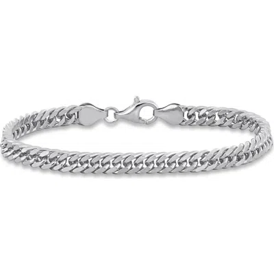 Delmar 5.5mm Double Curb Link Chain Bracelet In Silver