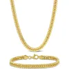 Delmar 5.5mm Double Curb Link Chain Necklace & Bracelet Set In Yellow