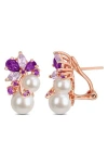 Delmar 6-8.5mm Cultured Freshwater Pearl & Gemstone Cluster Earrings In Gold
