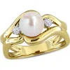 Delmar 7-7.5mm Cultured Freshwater Pearl & White Sapphire Open Band Ring In Gold