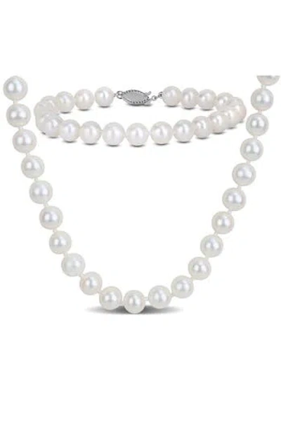 Delmar 7-7.5mm Cultured Freshwater Pearl Necklace & Bracelet Set In White