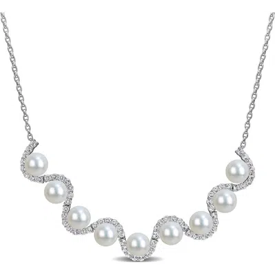 Delmar 8-8.5mm Cultured Freshwater Pearl & White Topaz Necklace