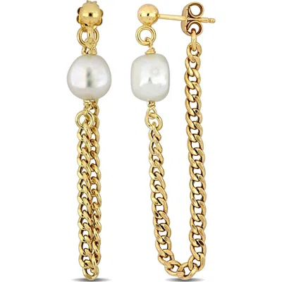Delmar 8-8.5mm Cultured Freshwater Pearl Front/back Earrings In White