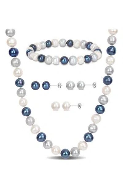 Delmar 8-8.5mm Multi-color Cultured Freshwater Pearl Necklace In Silver/pearl
