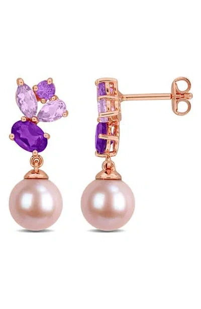 Delmar 8-8.5mm Pink Cultured Freshwater Pearl Drop Earrings In Neutral