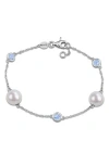 Delmar 8.5-9mm Cultured Freshwater Pearl & Stone Station Bracelet In Silver