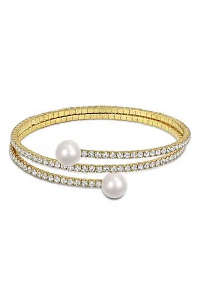 Delmar 8-8.5mm Cultured Freshwater Pearl Bypass Bracelet In Gold