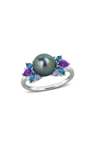 Delmar 8-8.5mm Cultured Tahitian Pearl Cluster Ring In Multi