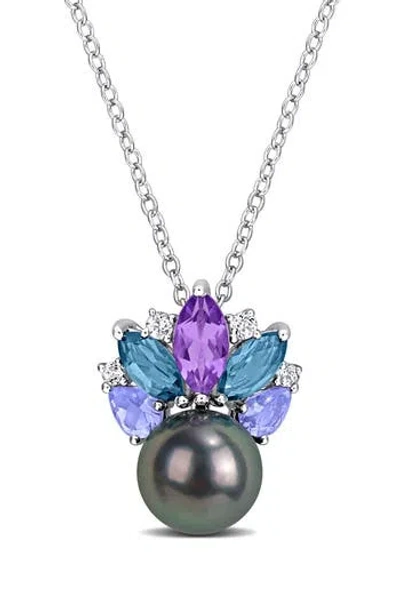 Delmar 8-8.5mm Cultured Tahitian Pearl Pendant Necklace In Multi