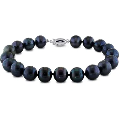 Delmar 8-9mm Black Cultured Freshwater Pearl Stretch Bracelet In Multi